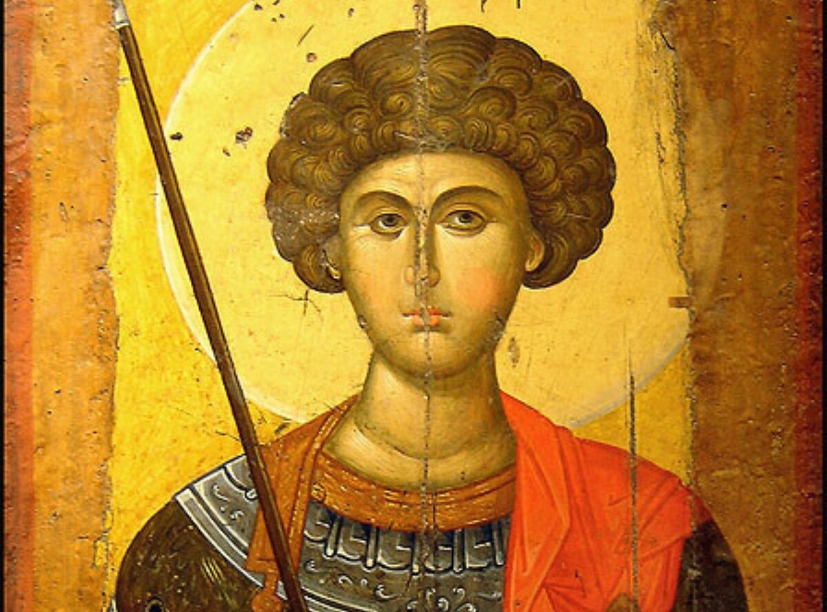 Икона. Перв. половина XIV в. Византийский музей, Афины / Чудо св. Георгия о змие. Середина XIV в. Новгород. ГТГ, Москва