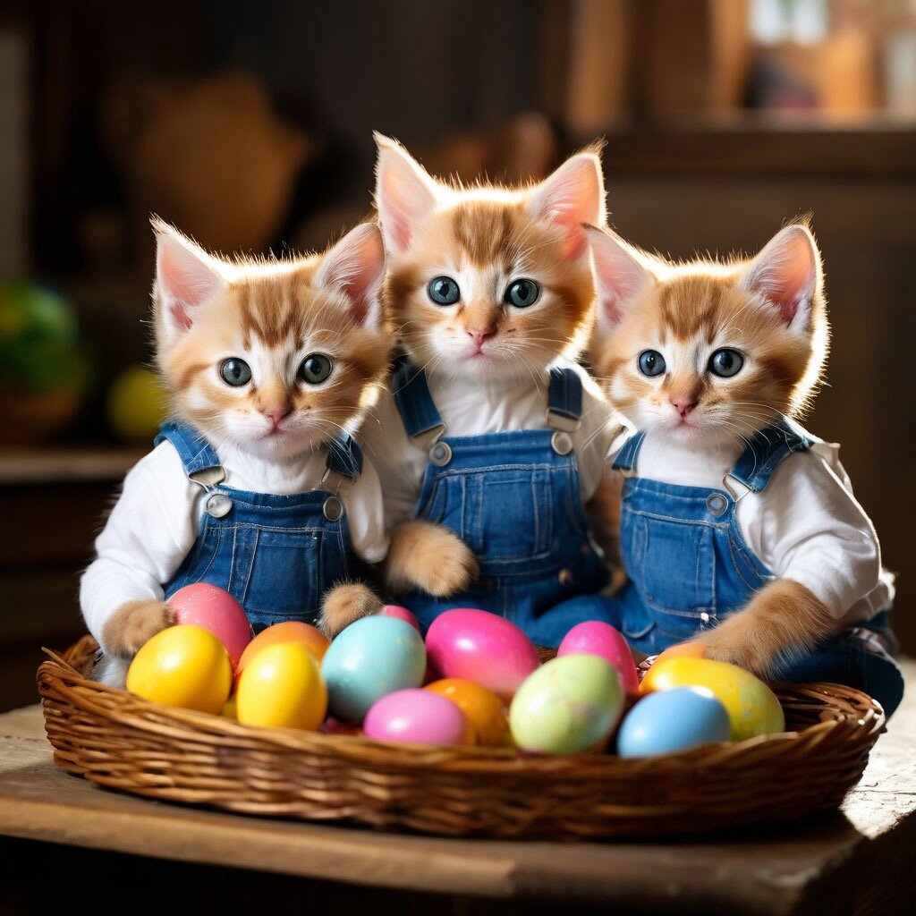 Котики красят яички