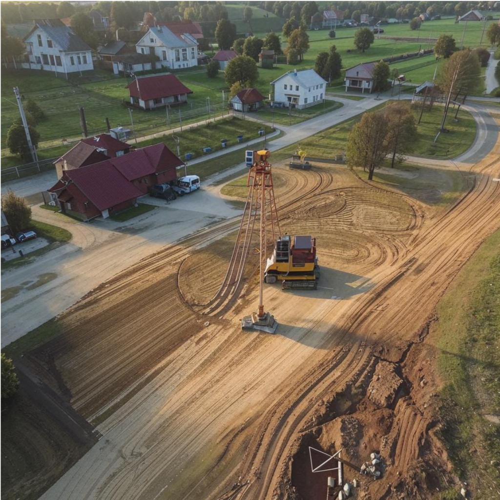 Топографическая съемка работы в поселке Вырица Ленинградской области 