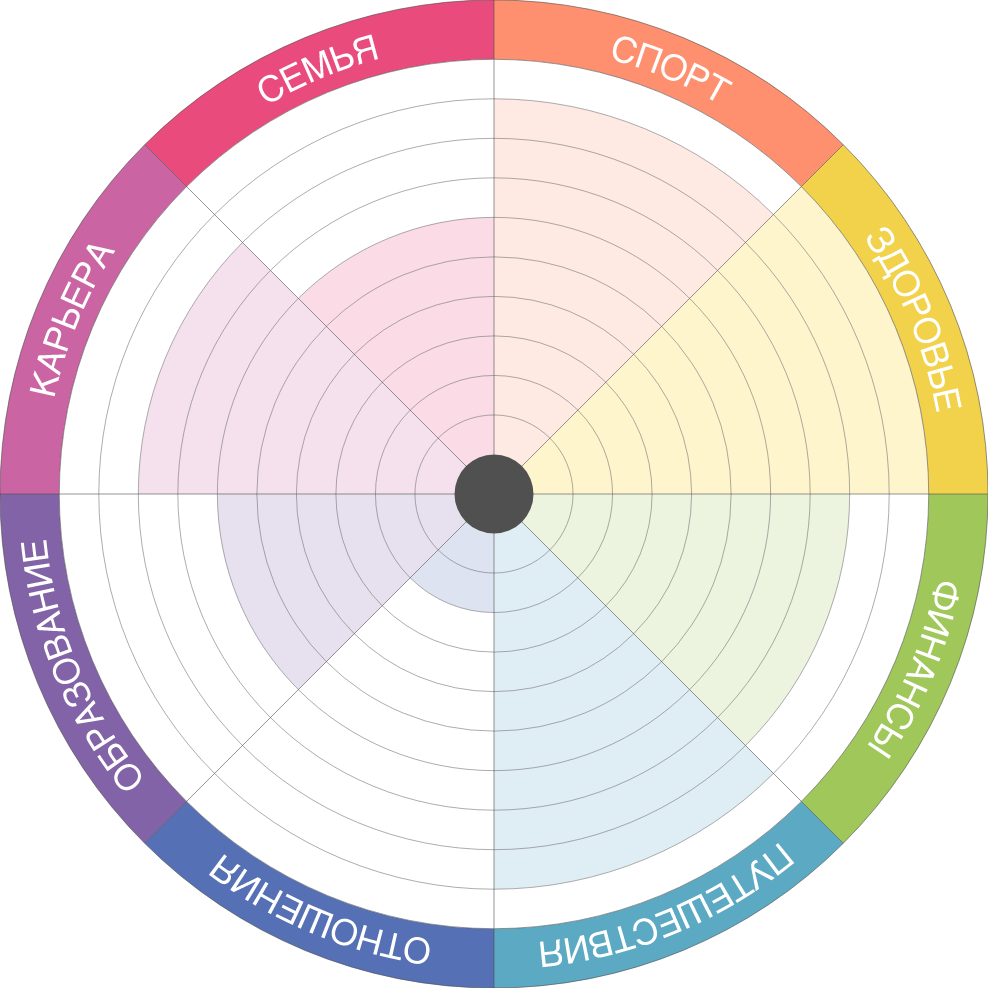 Заполненное колесо баланса