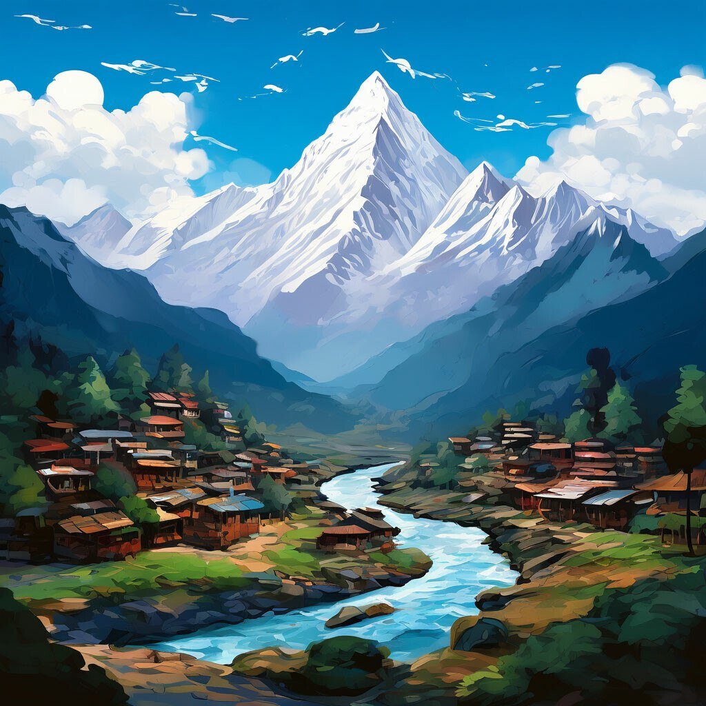 Гималаи, Кашмир (рисунок создан с помощью ИИ)