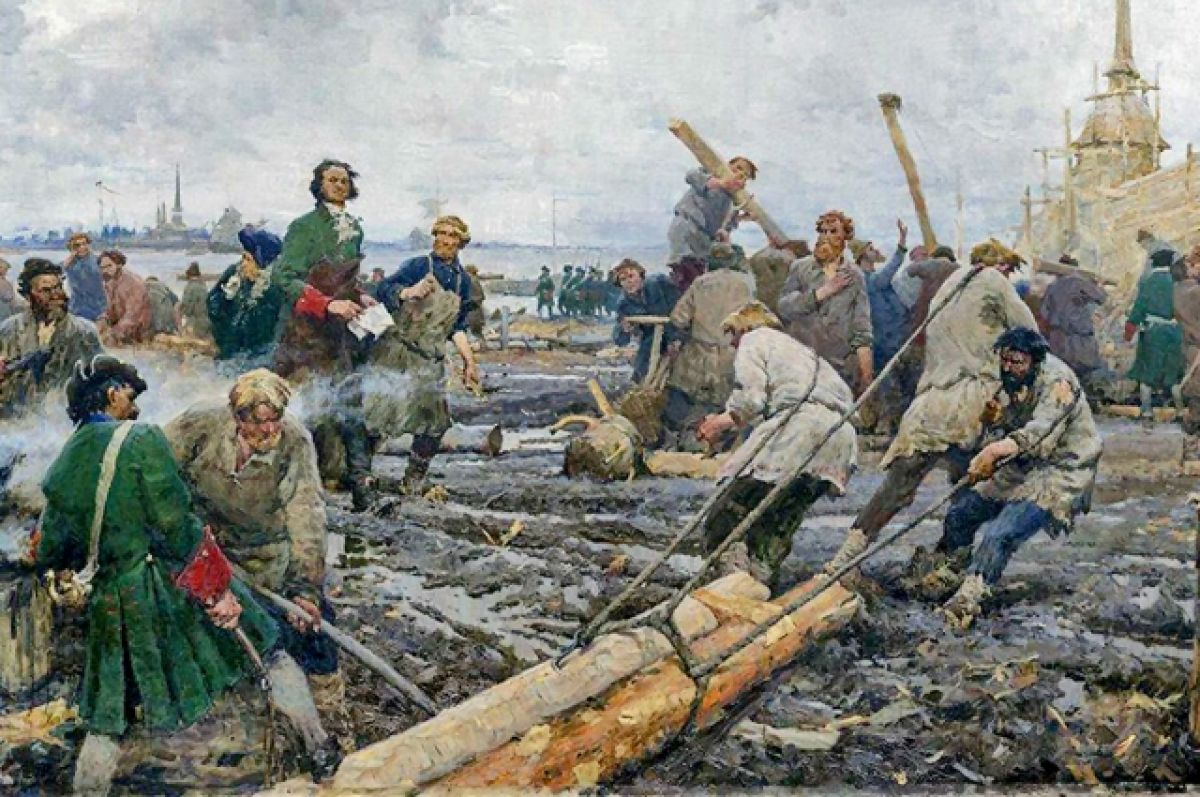 Георгий Песис. Петр I на строительстве Санкт-Петербурга