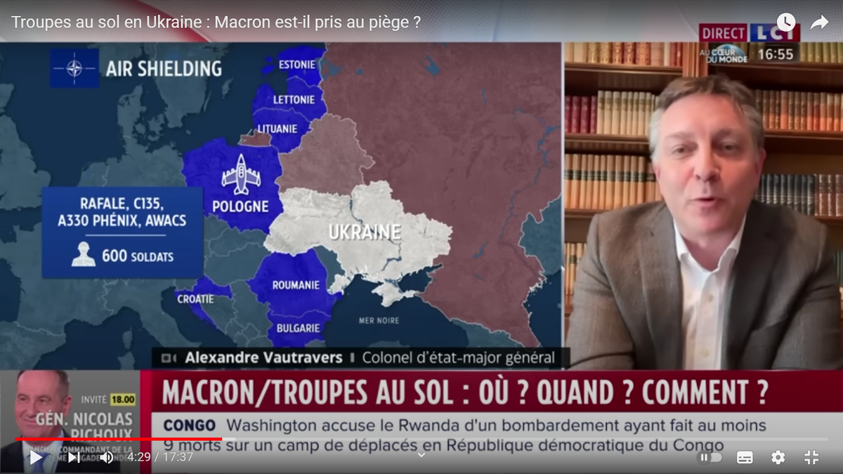 Полковник швейцарского Генштаба Александр Вотрав в передаче на LCI. Кадр из передачи с сайта YouTube.