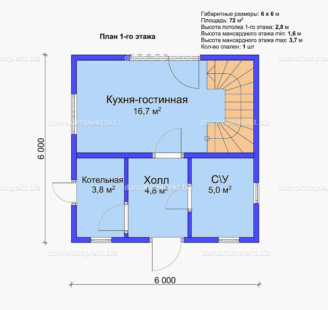 Планировка 1-го этажа дома