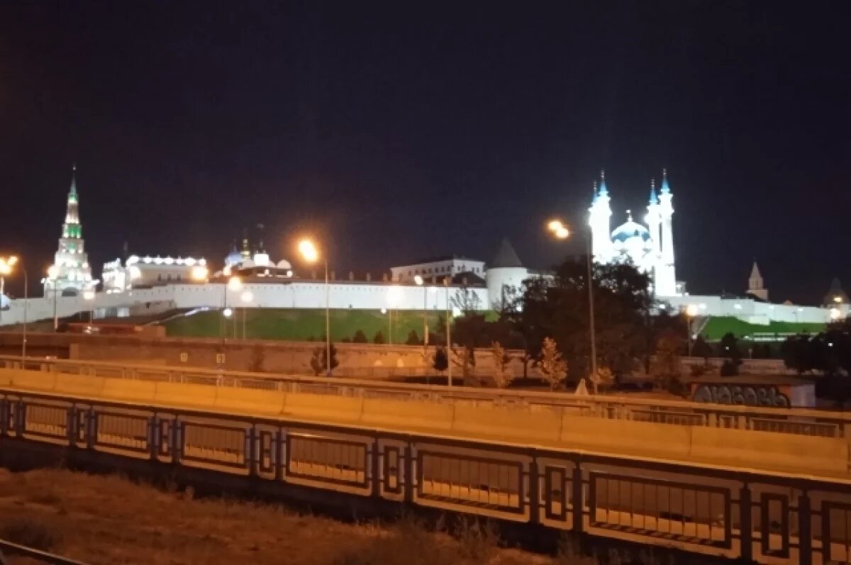    В Казани в центре города ночью мужчина прогуливался по центру проезжей части.