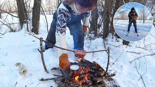 Лыжный поход (ПВД), бушкрафт, мясо, кофе на костре