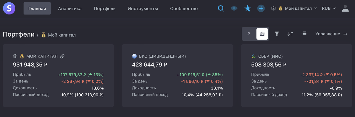 Сервис по учету инвестиций Snowball Income.