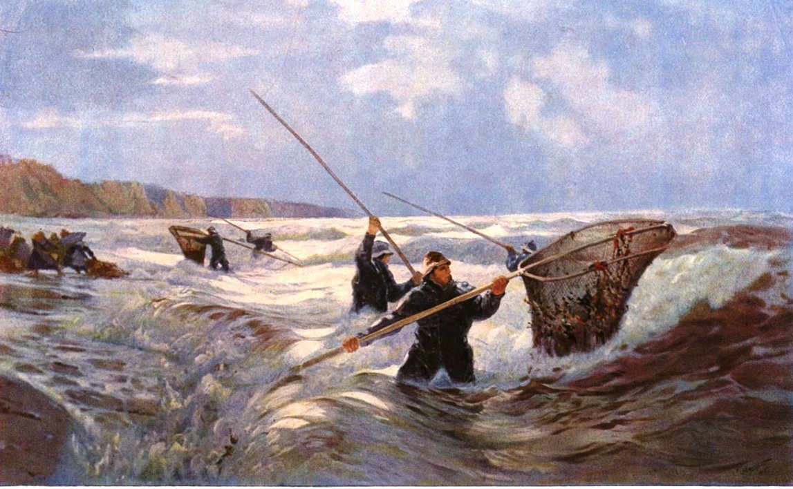 "Сбор янтаря в Балтийском море, Восточная Пруссия". Картина немецкого художника Карла Зальцмана