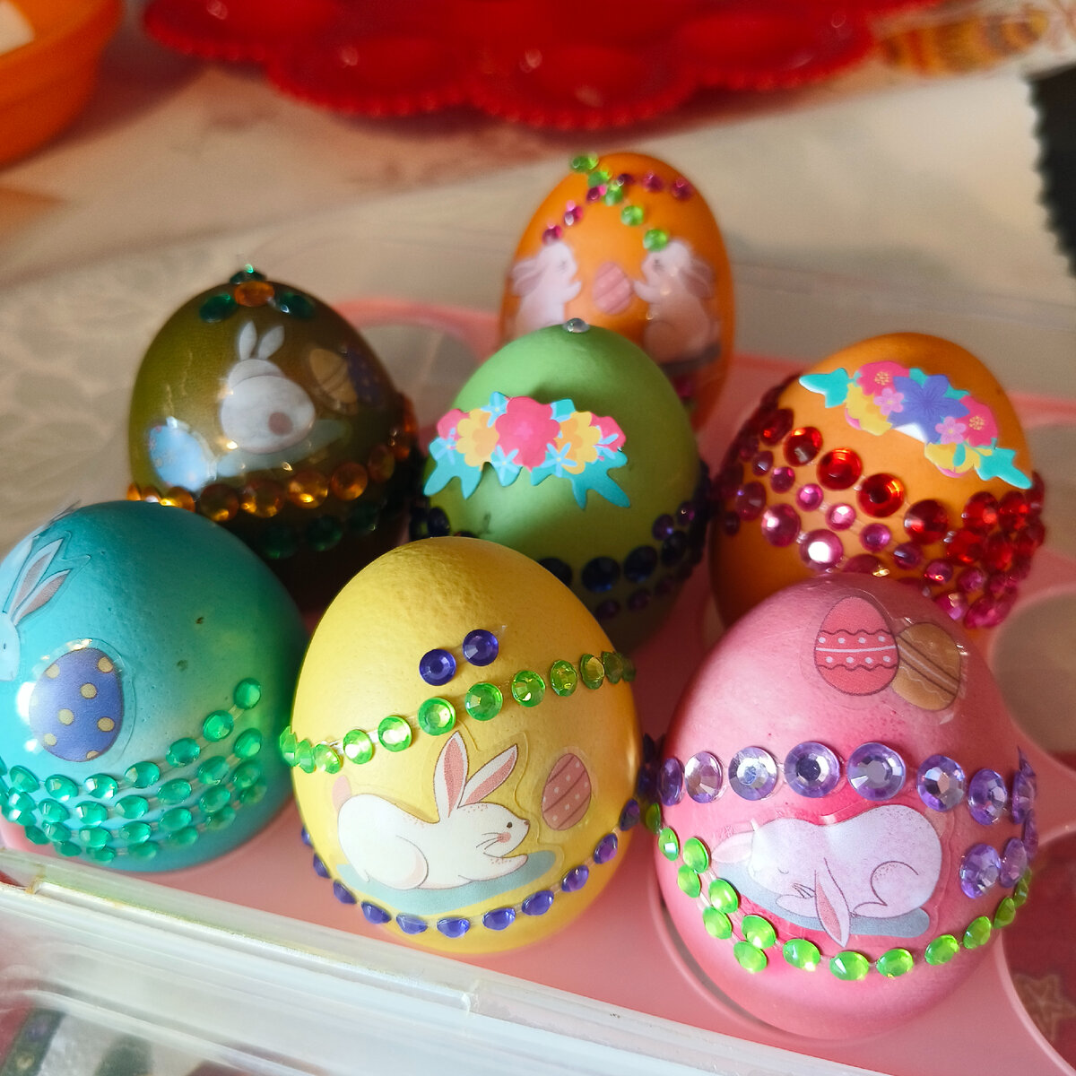 Фото автора. Наши яркие яйца на Пасху 