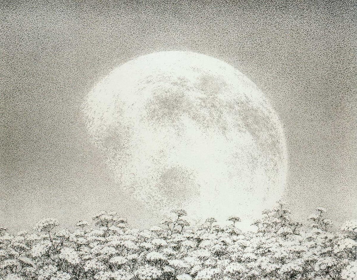 Ухналёв. Восход луны. 1998. Бумага, тушь, перо.