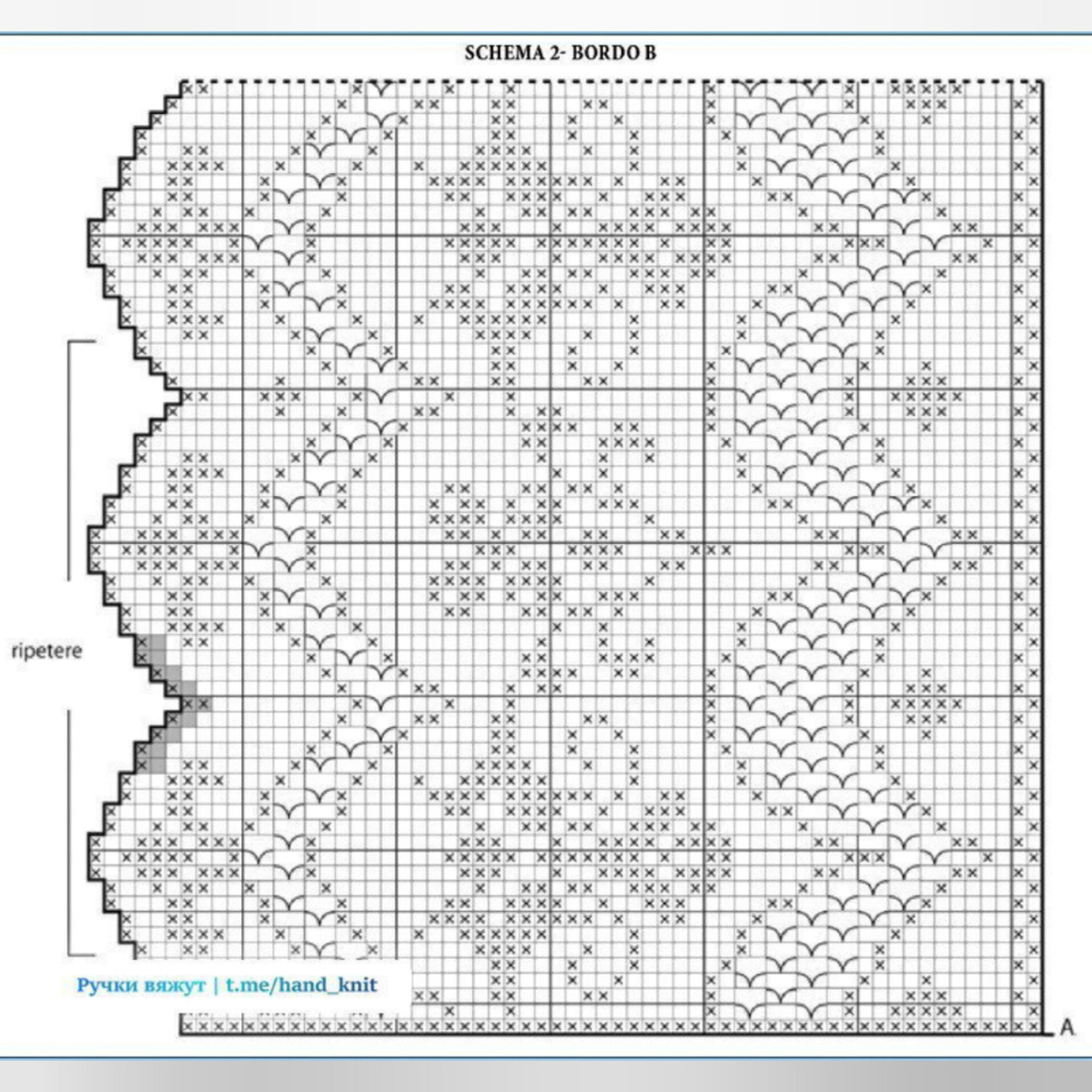 Широкая кайма. Схема вязания крючком. Источник фото Pinterest.