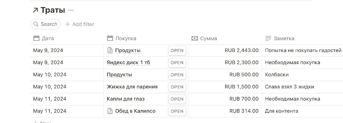 Завела дневник трат, чтобы отслеживать более подробно