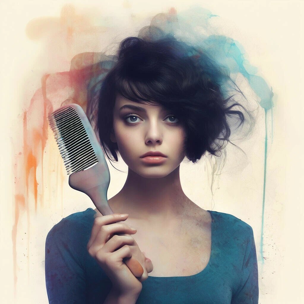 Жена Виктора была брюнеткой , а волосы на расческе - светлые. Фото канала Таро Портал ( ИИ).