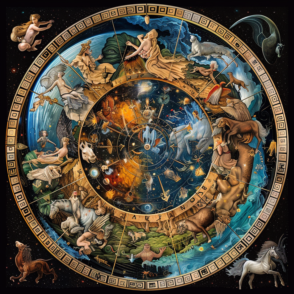 Зодиакальный круг в античном стиле