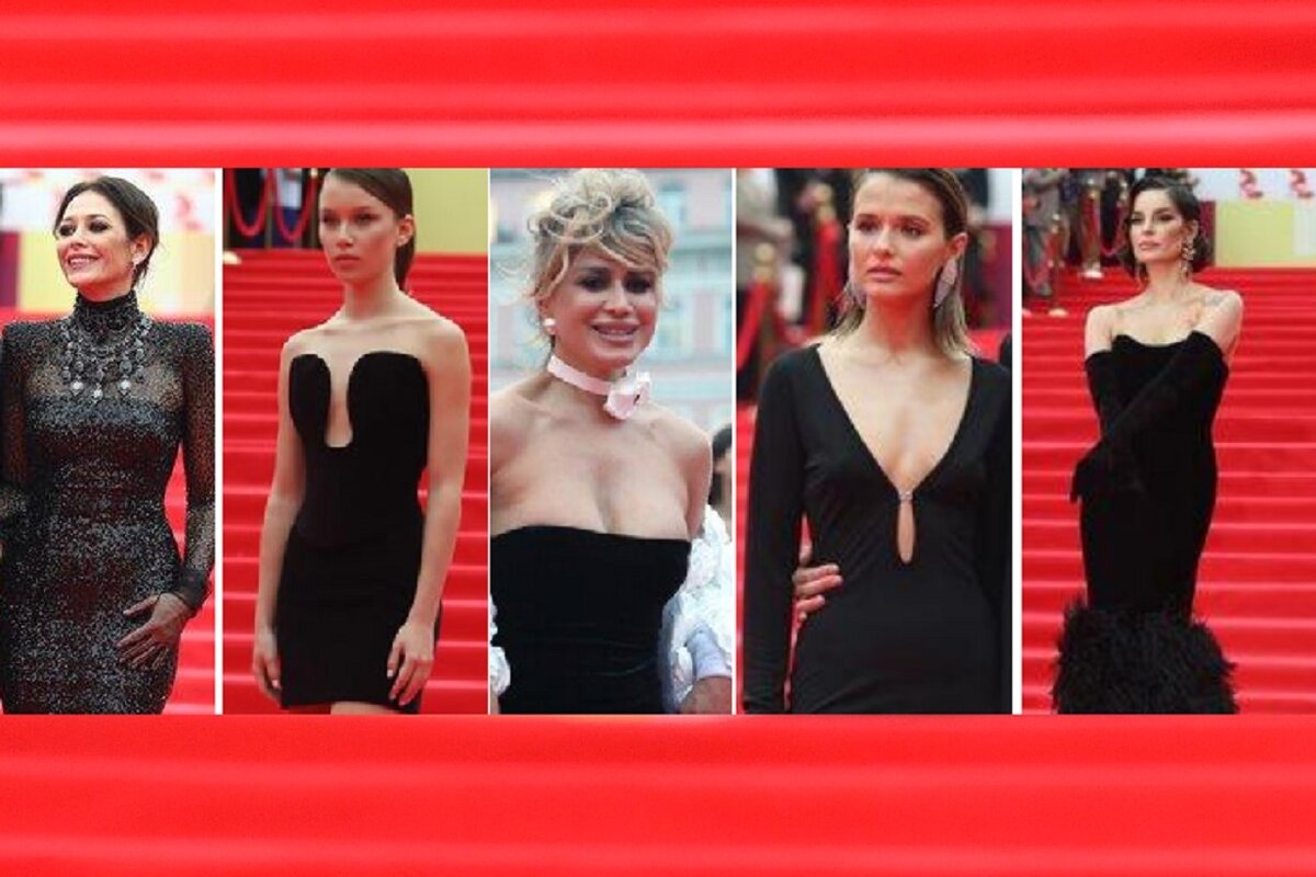 Актрисы блистали на Московском кинофестивале и задавали тренды маленьких черных платьев.