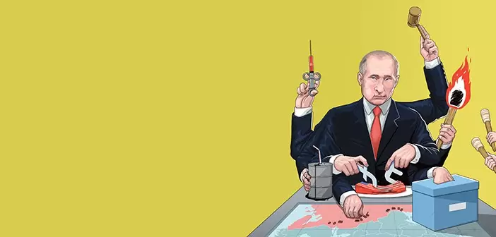 Многорукий Путин. Зачем шприц ему японцы пририсовали?