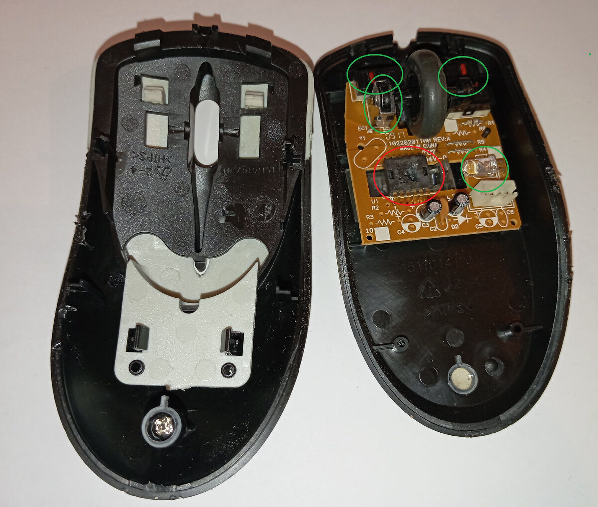 Компьютерная мышка в разборе