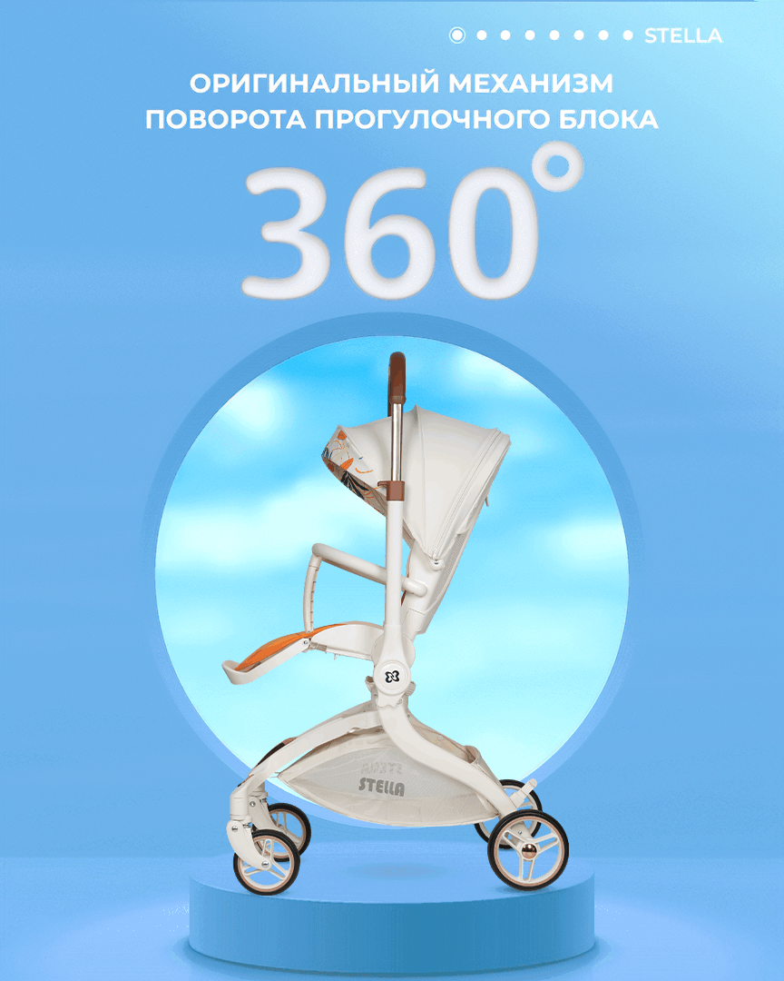 Коляска Farfello Stella с инновационным вращением блока на 360°