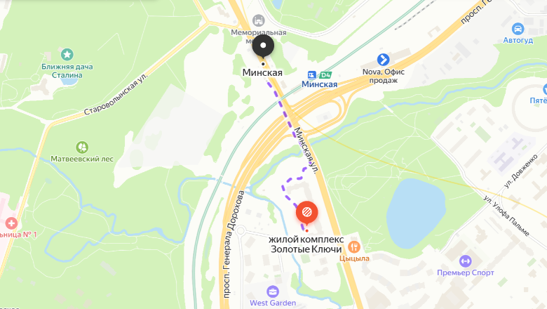 Ближайшая к комплексу станция метро на карте 