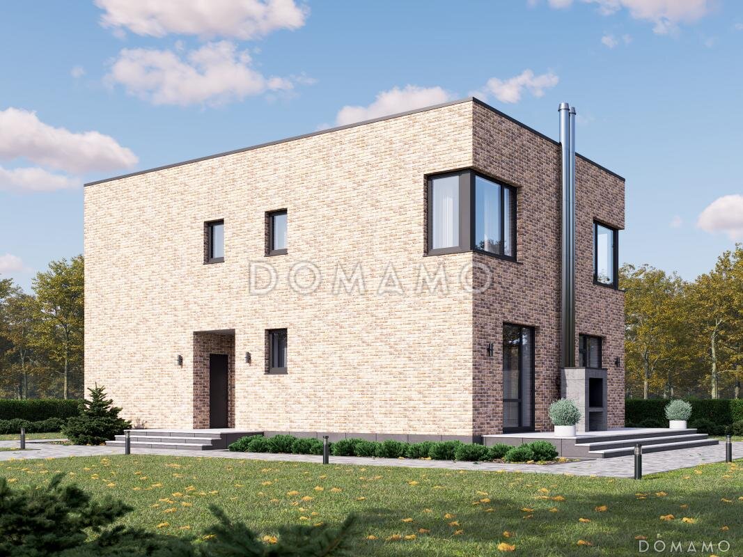 Проект D5758 — двухэтажный дом с плоской крышей 