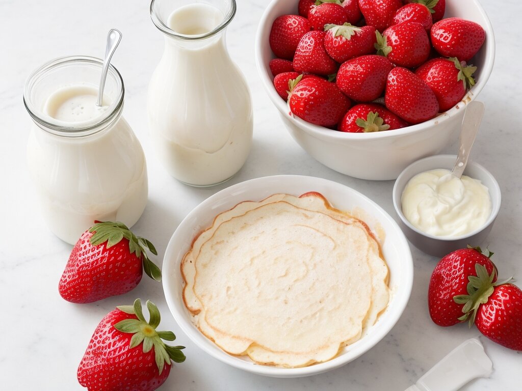 Ингредиенты для Блинчиков с клубникой и йогуртом
