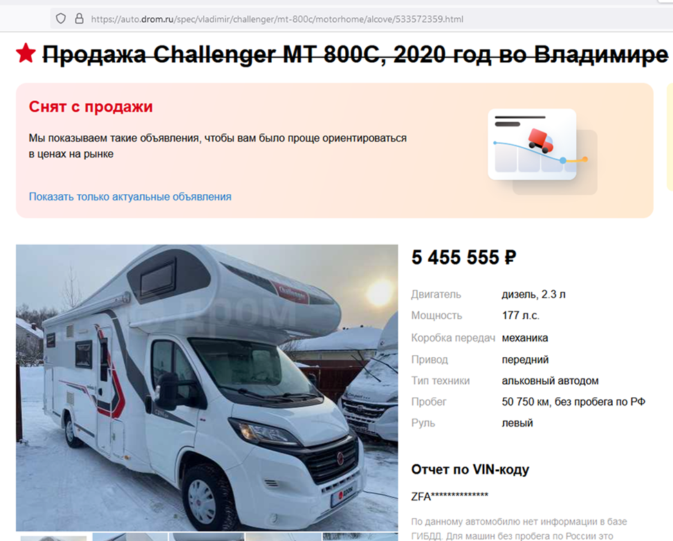 Скрин-шот страницы авито. Публичная информация