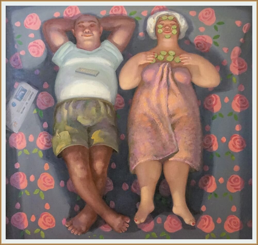 Картина художницы АННЫ ЩЁГОЛЕВОЙ под названием " Хэппи" холст масло  2014 год
