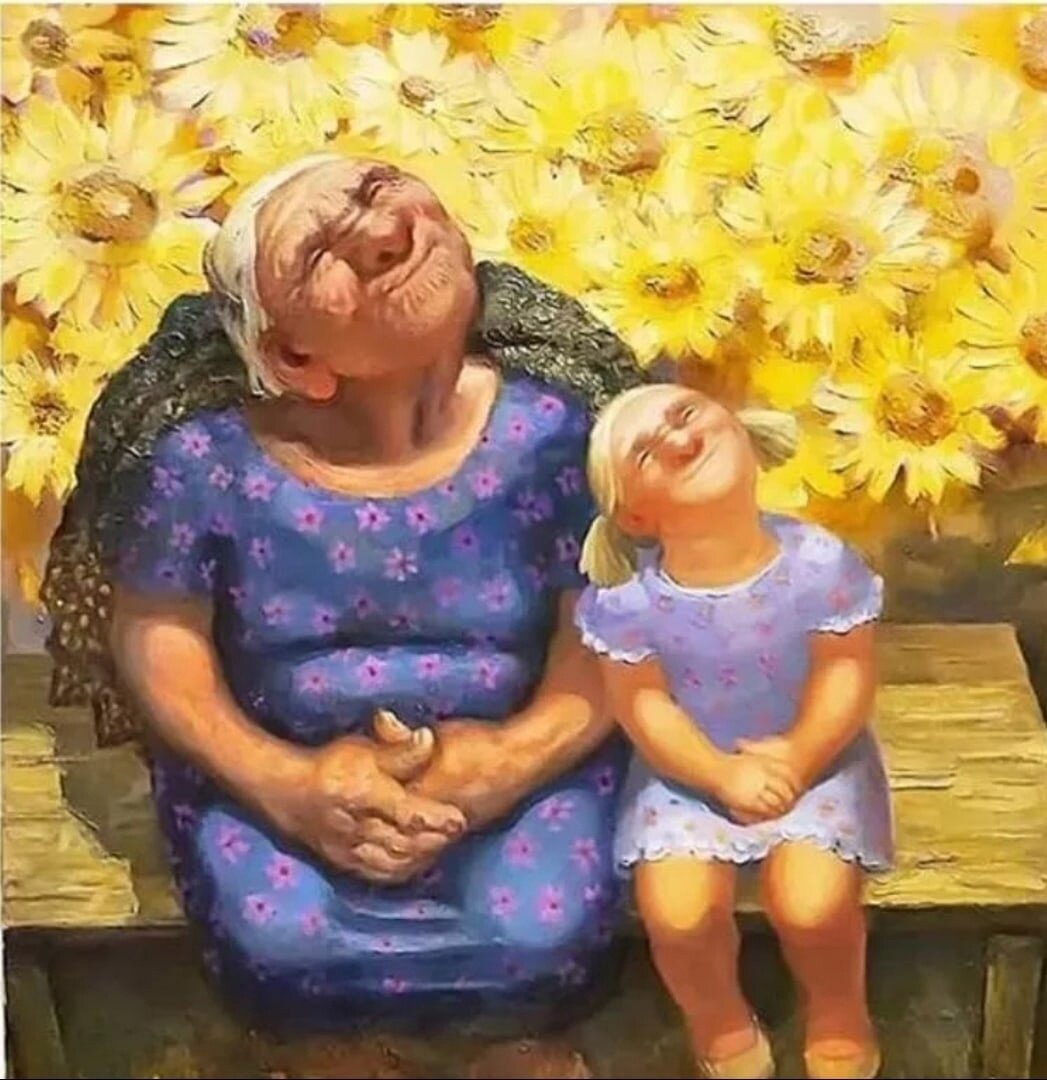 Картина художницы АННЫ ЩЁГОЛЕВОЙ под названием " Рядом на солнышке " "Разминочка "  холст масло  60х60, 2024 год