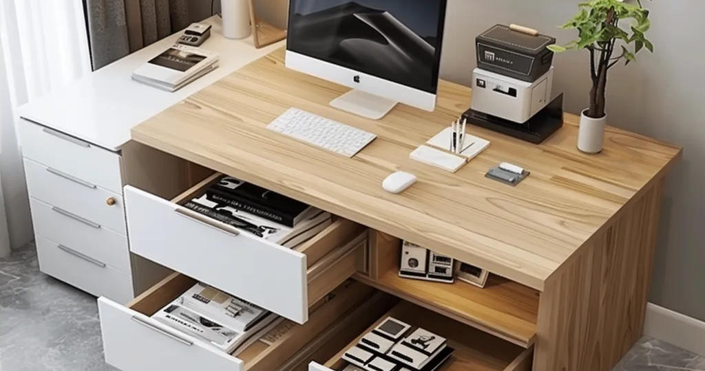 Офисные столы с выдвижными ящиками