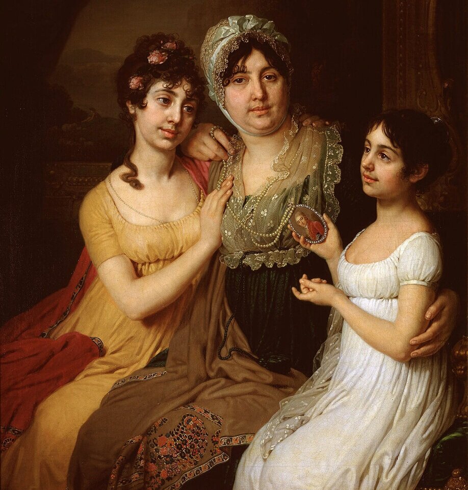 Анна Ивановна, жена Ильи Безбородко, с дочерьми: Любой и Клеопатрой.