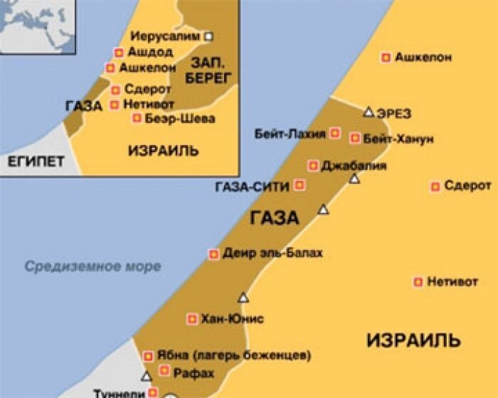 Сектор Газа на карте