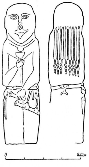 Рис. 1. Рисунок изваяния, опубликованный Я.А. Шером По: Шер Я.А., 1966, Табл. IV-17