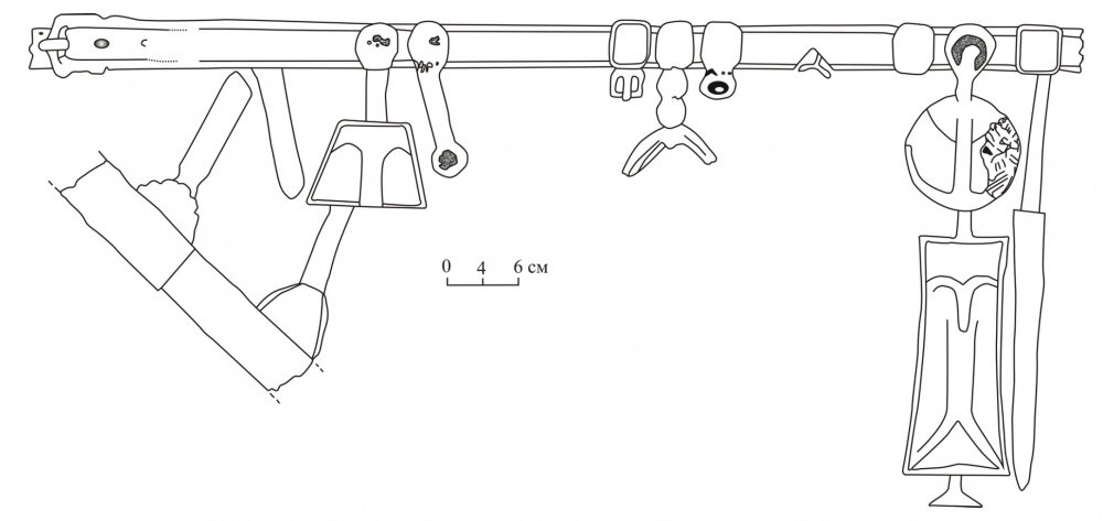  Рис. 3. Прорисовка деталей пояса. По: Арсланова Ф.Х., Чариков А.А., 1974, рис. 4