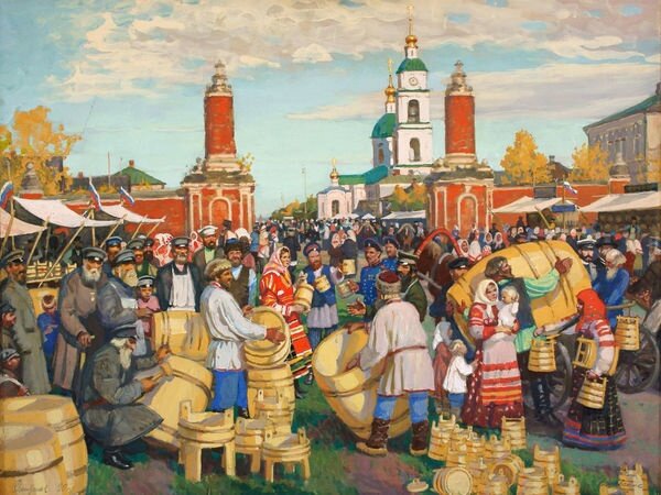 Б. Кустодиев. "Ярмарка", 1906 г.