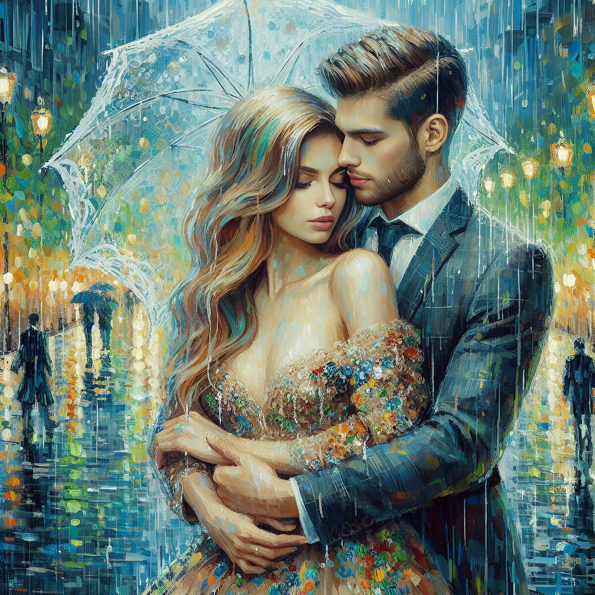 Couple in the rain