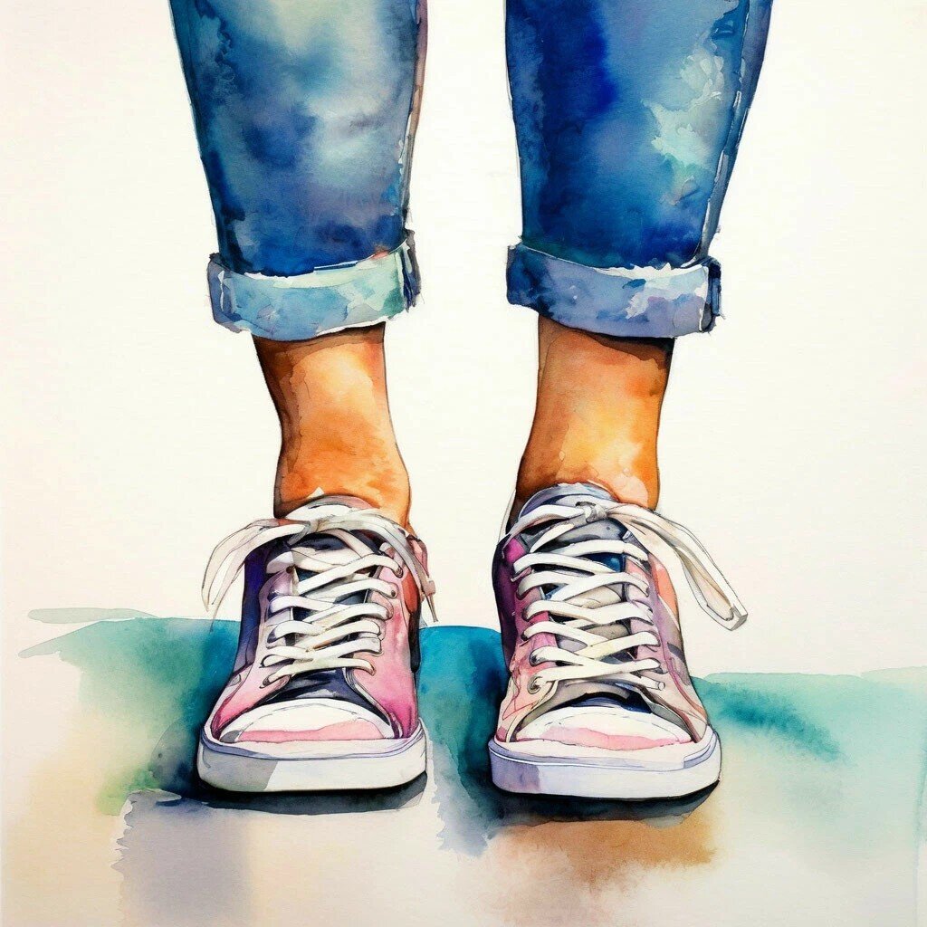 Нейросеть и акварельные кеды