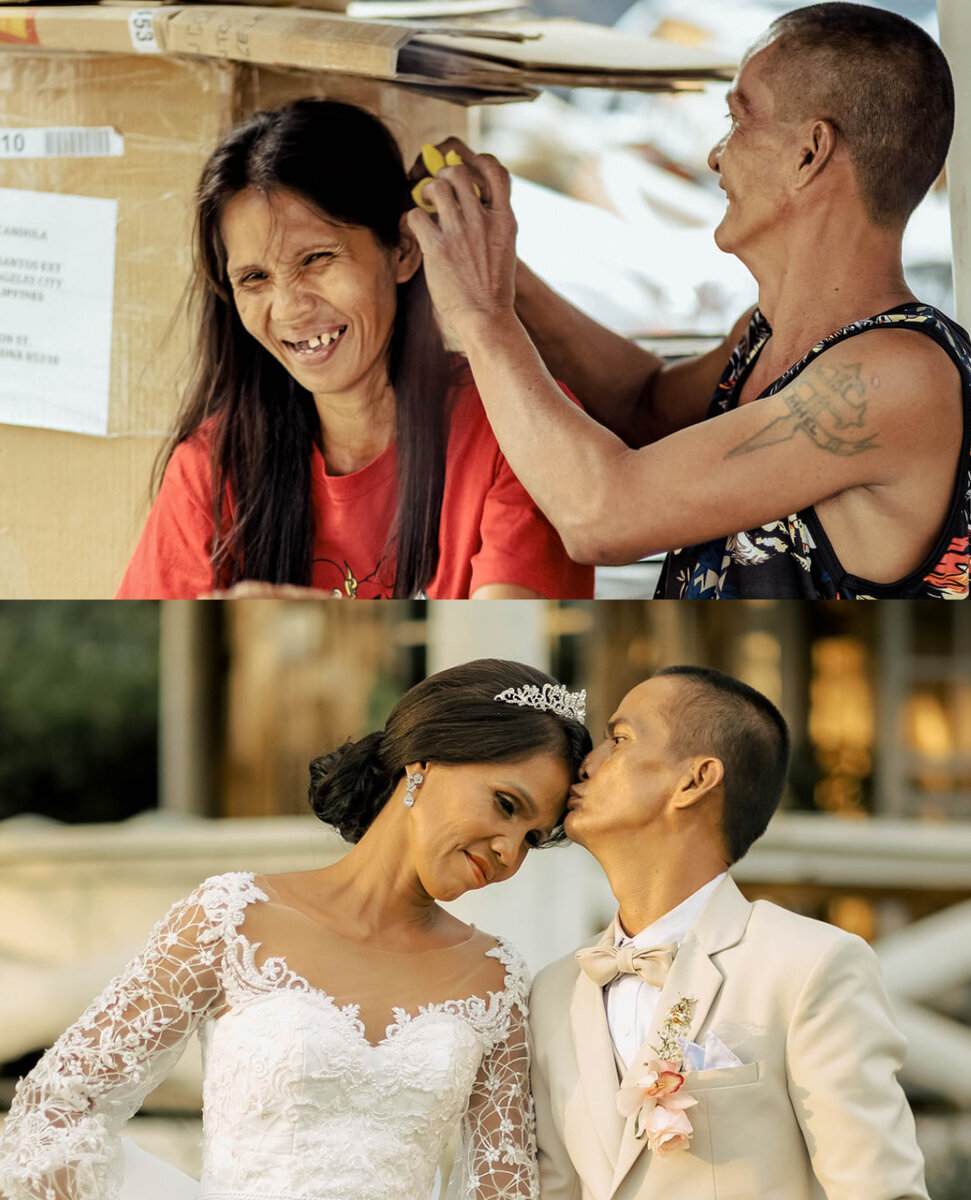
50-летняя Розалин и 55-летний Роммель вместе 24 года. У них шестеро детей, но никогда не было свадьбы. На протяжении долгих лет семья выживала на улицах филиппинской провинции Пампанга.-2
