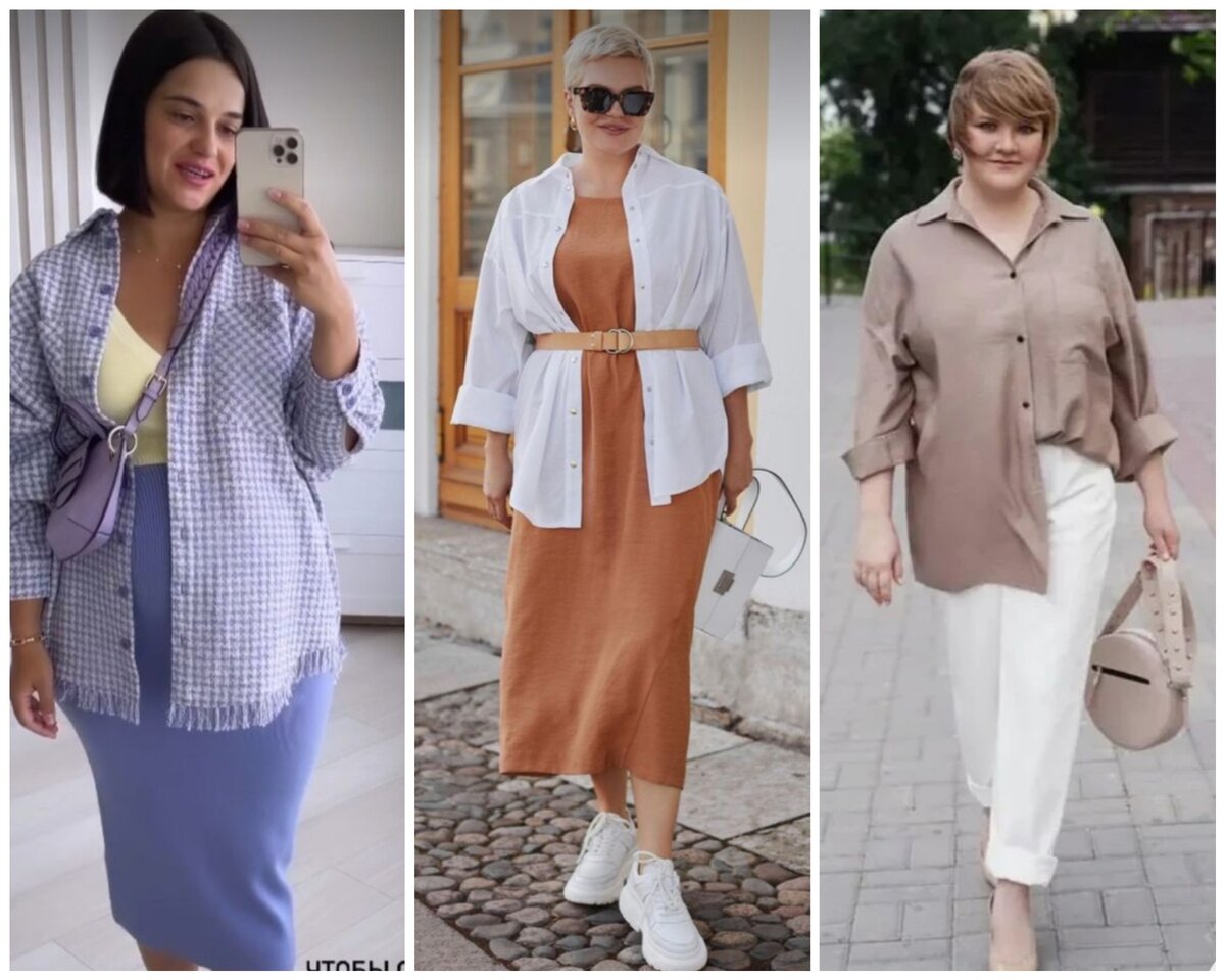 Рубашка нараспашку и ассиметричный фасон рубашки, как беспроигрышный вариант для такого образа.