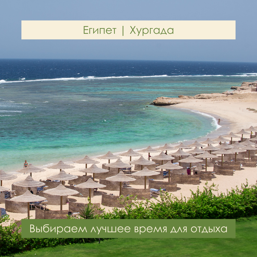 🍁Сентябрь - переходный период от обжигающего лета к осеннему сезону прогретое +28 море, солнце и сезон вкуснейшего манго в разгаре. Пожалуй самое безветренное время 
🍁Октябрь - все ещё тепло по ночам, а ветра редкость 
🍁Ноябрь - идеальный месяц для прекрасного отдыха, более того совпадает с праздниками и каникулами 

❄️ Зимой песчаные пляжи Хургады лучше поменять на безветренные бухты Шарм-эль-шейха > подробнее (ссылка на пост) 
🔹Так как в Хургаде пустыня - перепады температур зимой очень заметные, как только заходит солнце, хочется утеплится    и уютные толстовки точно пригодятся ) 
🔹Ранний заход солнца, темнеет уже после 17 и вполне возможны кратковременные дожди 
🔹Море будет освежающим около 22, ветра дуют, в выборе отеля ориентируйтесь на бухты и наличие подогреваемых бассейнов. 
❄️Декабрь первая половина будет приятнее, да и цены на классные отели будет перевешивать недостатки ) 
❄️Январь - встретить Новый год 🎄 на побережье красного моря, и отдохнуть от городской суеты, выбирайте качественные отели, spa, солнце и морской воздух точно будут на пользу. 
❄️Февраль - можно ехать в проверенные отели, бывают песчаные бури. Цены на туры 🔥 
 
🌷 Март в Хургаде переменчив, все ещё ветренно, но и море становится все теплее и теплее. 
🌷Апрель встречает настоящим летом солнечно +30 и с каждым днём больше прогревающимся морем, в разгаре сезон клубники
🌷Май - отличная альтернатива на майские праздники, где точно будет приятное море, а до летнего зноя ещё далеко 

🌼 Летние жаркие месяцы предпочтительнее провести в Хургаде, чем Шарме, тот самый ветер, пугающий зимой, станет настоящим спасением в жару. 
🌼Июль и Август несомненно жаркие температура воздуха поднимается +40 а вода +30 
В отелях спасают кондиционеры, а вот с поездками по экскурсиям точно повремените. 
✔️После долгого перерыва и ограничениях в выборе стран для отдыха,  Египет стал популярным направлением и летом, по многочисленным отзывам туристов, можно сделать вывод, что жара в целом переносится гораздо легче, чем казалось, так как влажность на курортах низкая и воздух суше. 

А вы в каком месяце отдыхали в Египте, повезло с погодой? делитесь впечатлениями в комментариях