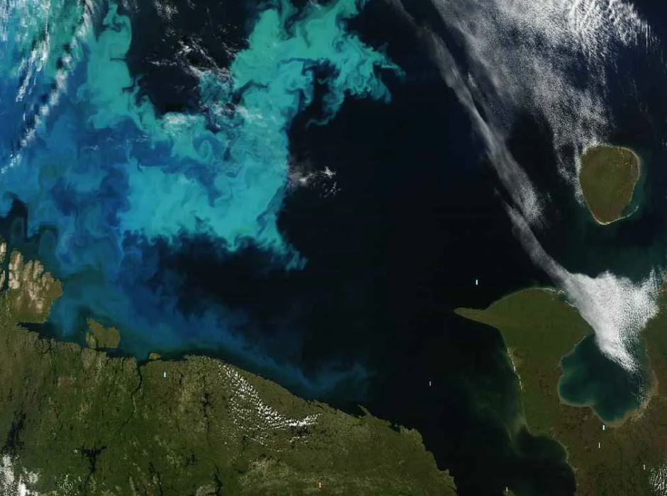 Баренцево море, снимок со спутника