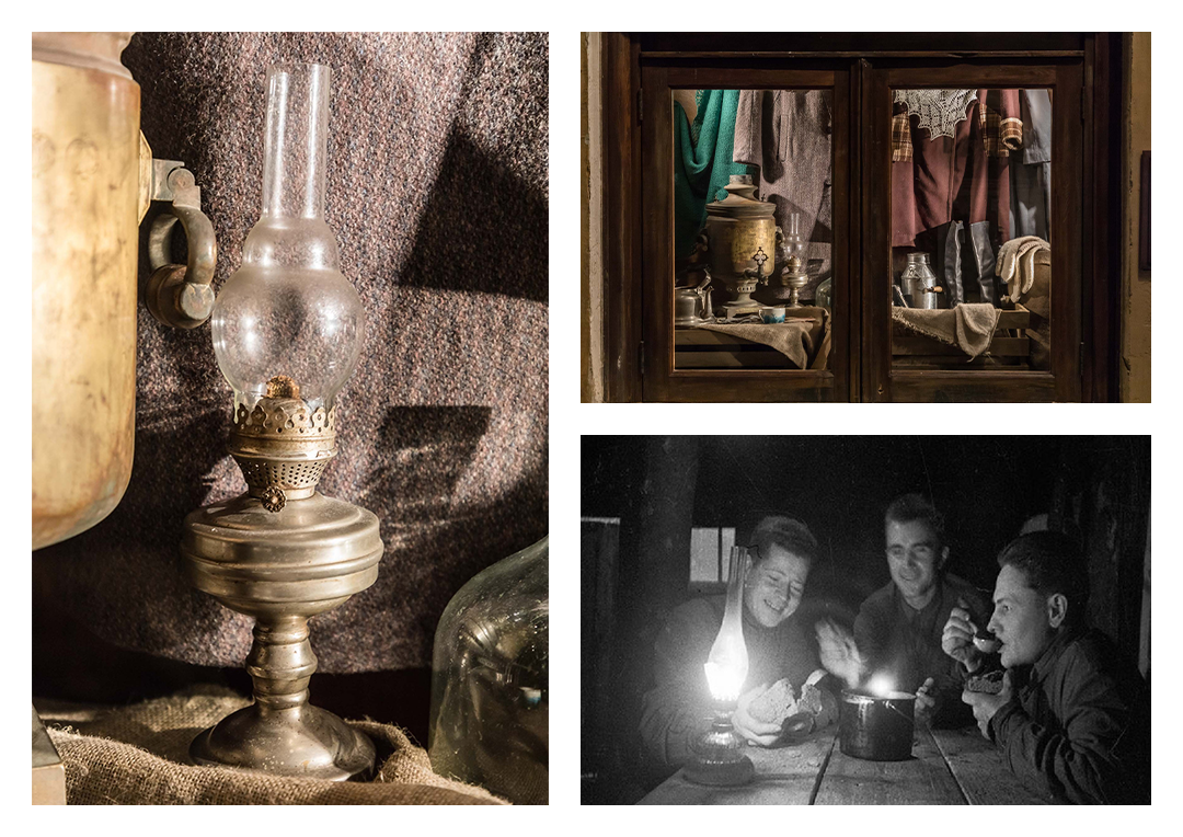 Керосиновая лампа в советском доме. Экспозиция "Битва за Москву", Музей Победы.