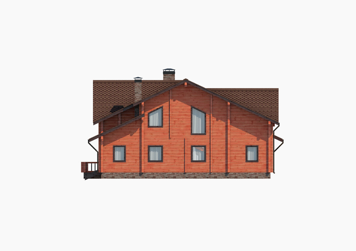 Проекция фасада (вид сбоку) двухэтажного дома «Русский дом 183»