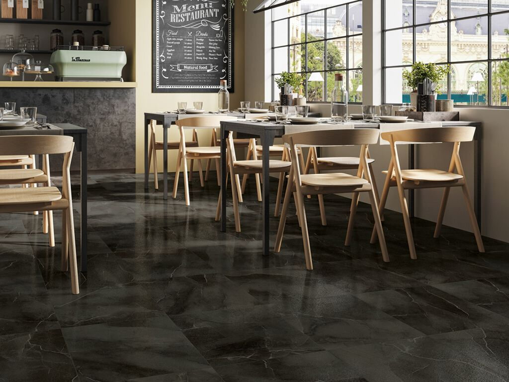 Керамогранит Coliseumgres Impero Tito 45x45 в интерьере кафе