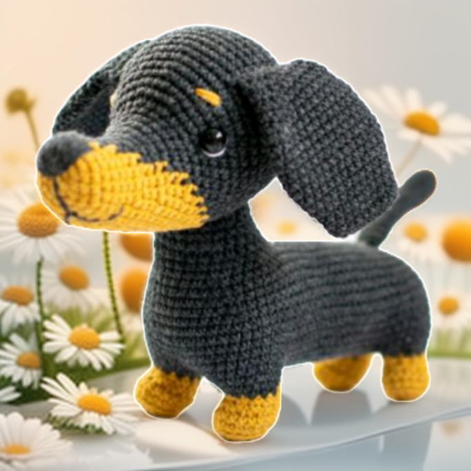 Такса Юми - игрушка АМИГУРУМИ