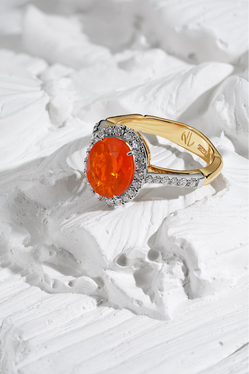 Кольцо с огненным опалом и бриллиантами Natasha Libelle