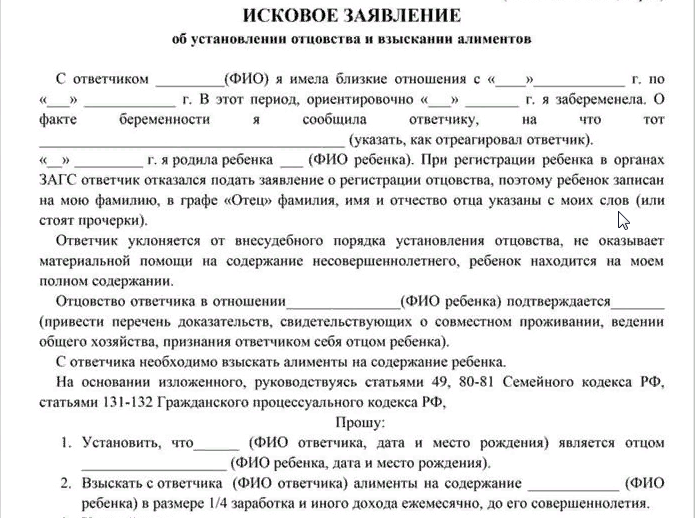 Образец заявления об установлении отцовства (источник: msk-sbu.ru)