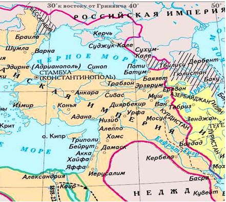 Карта Османской империи. Фото из открытых источников
