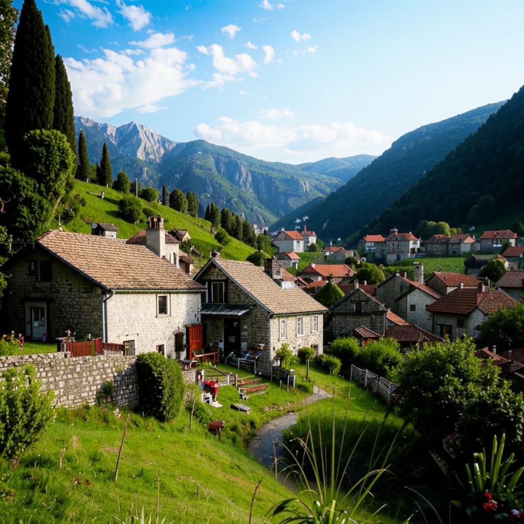 Маленькая деревня в горах Черногории