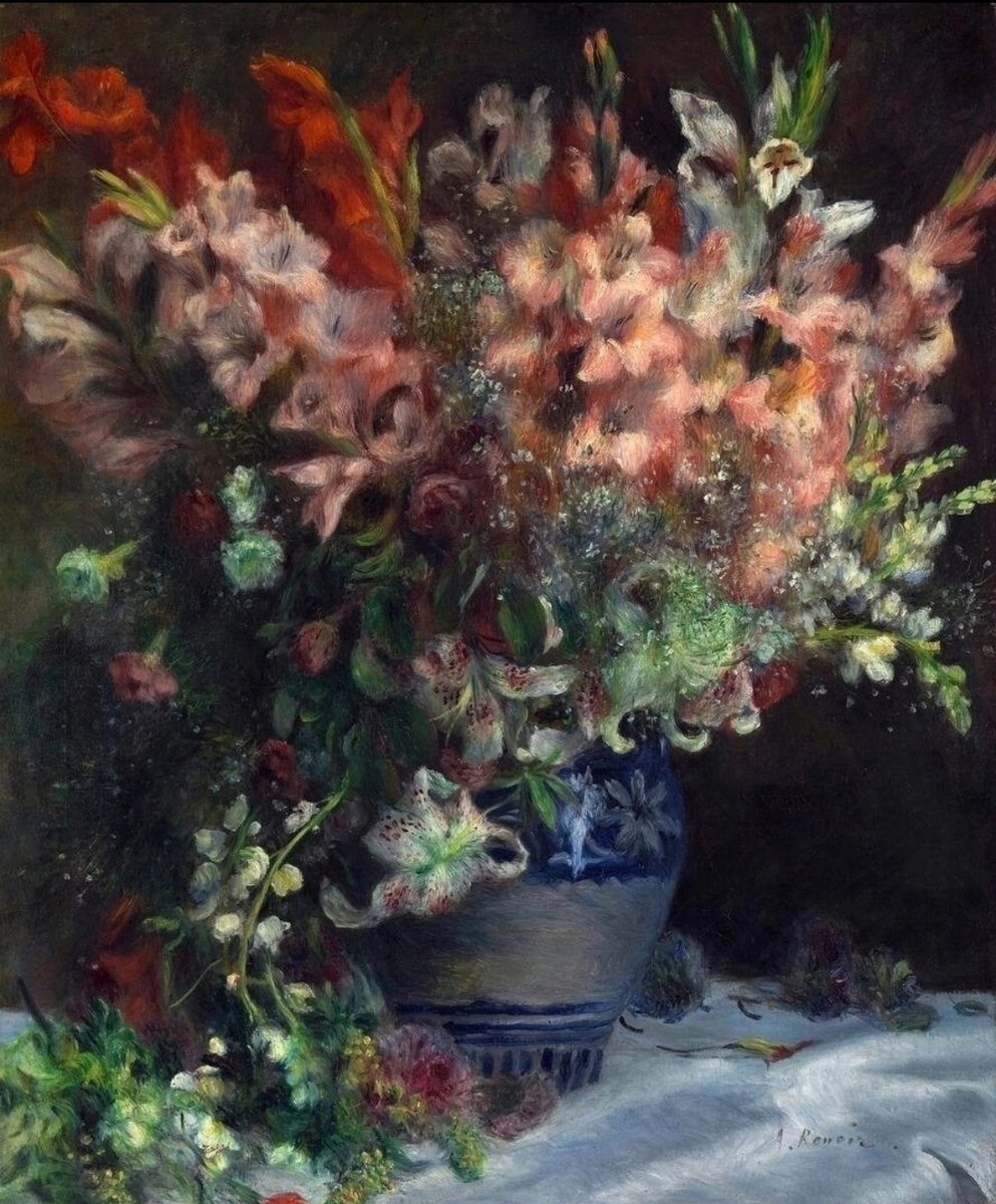 Гладиолусы в вазе, 1875 год. Огюст Ренуар