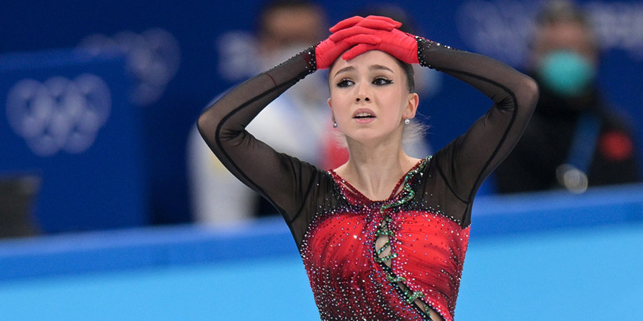  Камила валиева на личном турнире на Олимпийских играх в Пекине, 2022г.